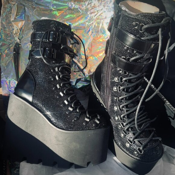 Midnight Rhinestone Traitor Boots - US Size 6 & 7 - NEW IN BOX - Picture 7 of 14